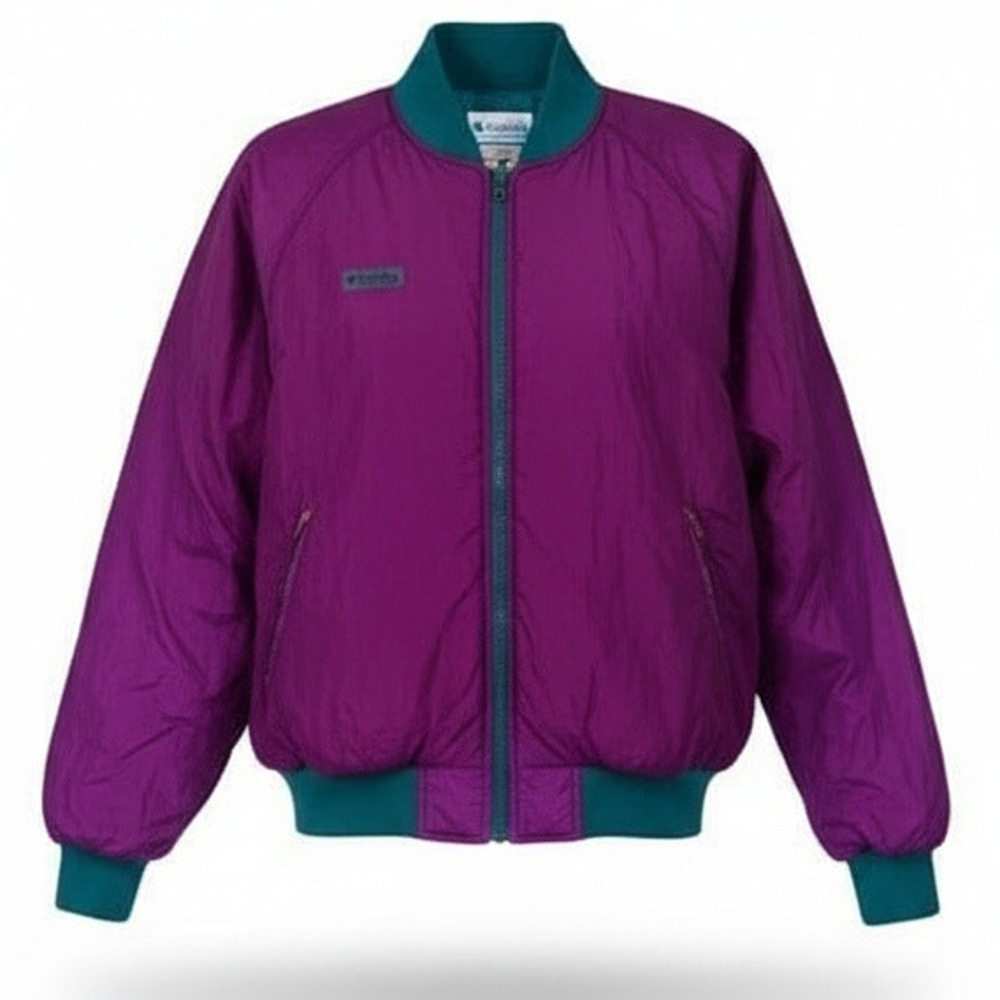 Columbia Reversible Bomber Jacket Purple Teal‎ Full Zip Size Medium Unisex